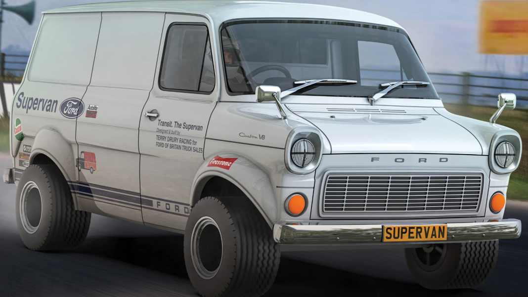 Bei Scalextric lässt der verrückte Ford Transit Supervan die 1:32-Muskeln spielen
