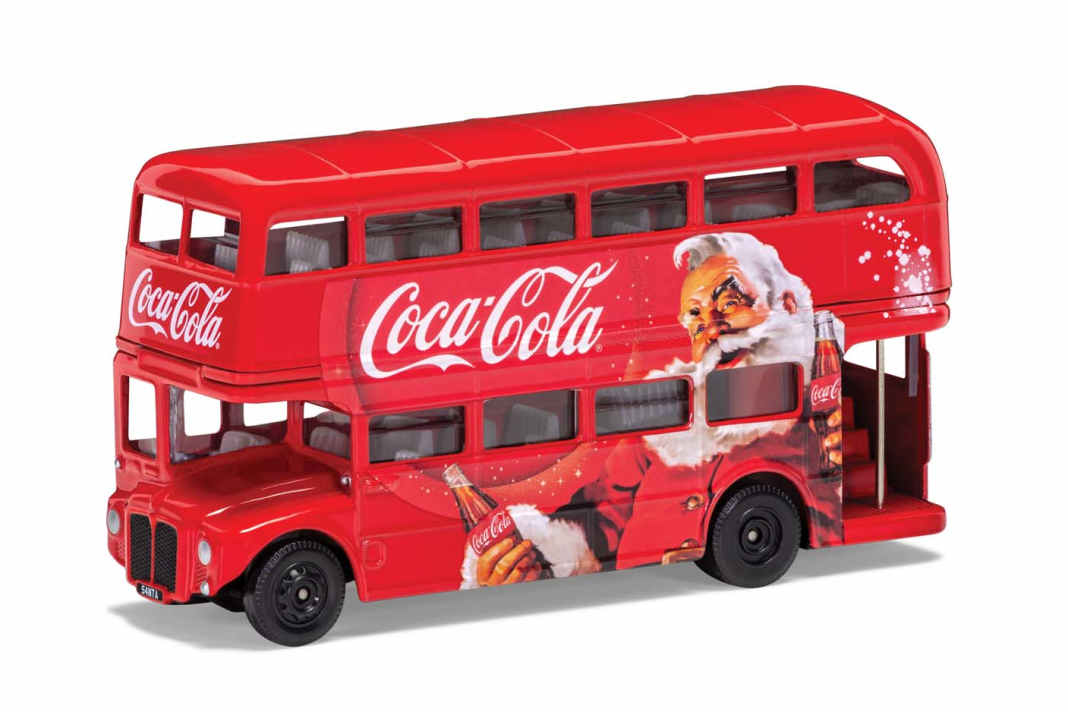 Corgis London Bus fährt den Weihnachtsmann spazieren