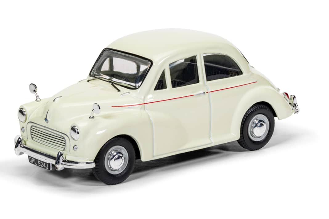 Corgi feiert 75 Jahre Morris Minor in 1:43 in Snowberry White