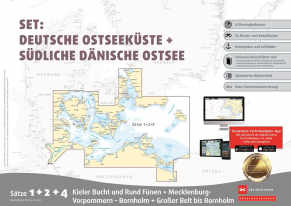 Sportbootkarten Satz 1, 2 und 4   Set: Deutsche Ostseeküste und Südliche Dänische Ostsee (Ausgabe 2022)