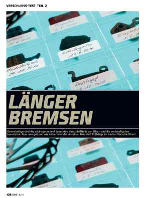 15 Bremsbeläge im Verschleißtest