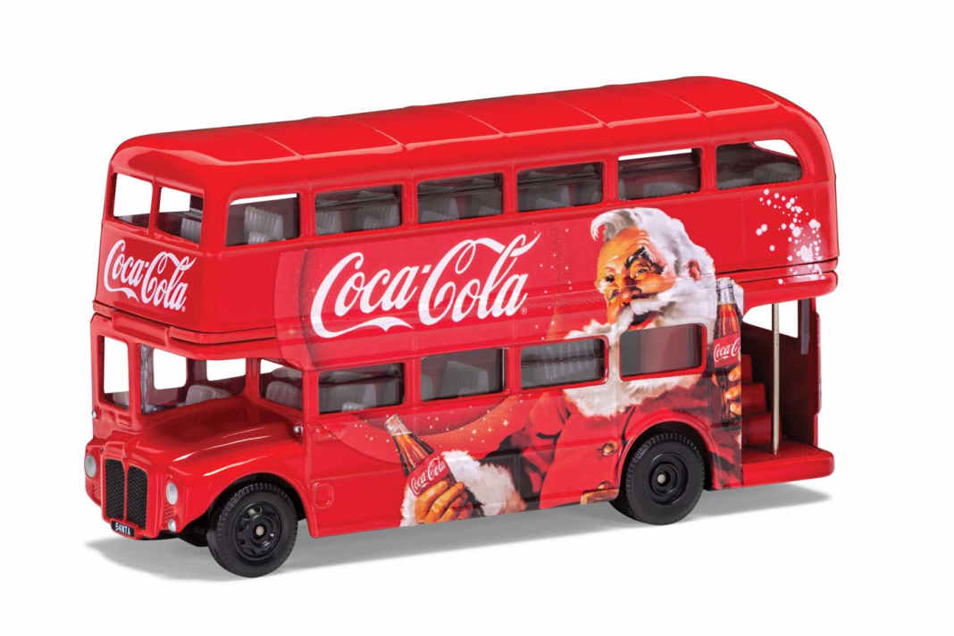 Corgis London Bus fährt den Weihnachtsmann spazieren