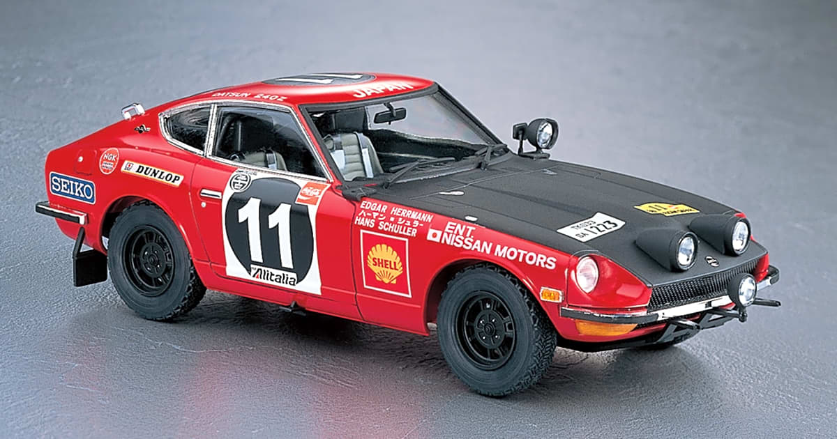 Hasegawa bringt den 1:24-Plastikkit des Datsun 240Z als Safari-Sieger ...