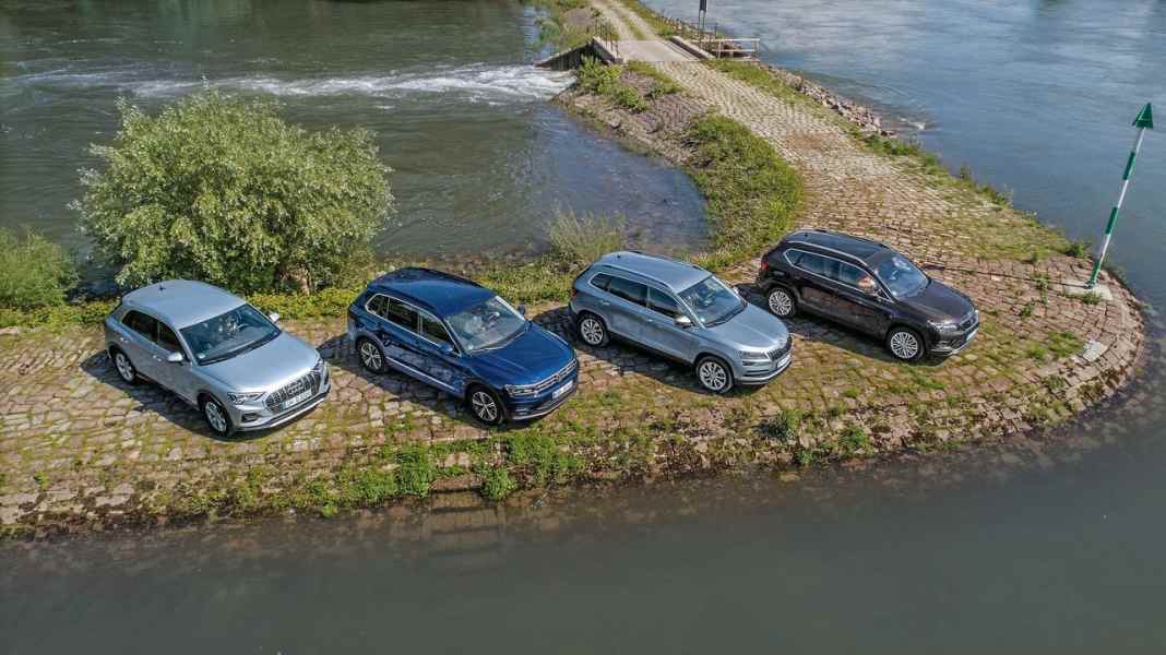 Vergleich: Audi Q3 vs. Seat Ateca vs. Skoda Karoq vs. VW Tiguan - Vier gewinnt
