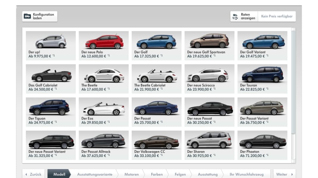 Neuer Konfigurator von Volkswagen - Mein Auto