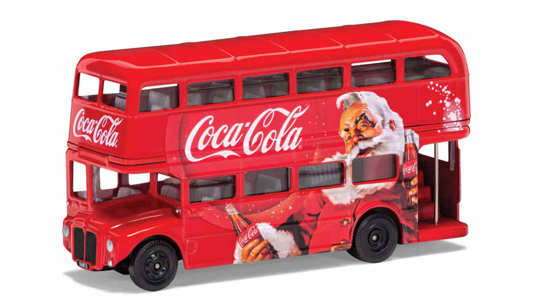 Corgis London Bus fährt den Weihnachtsmann spazieren