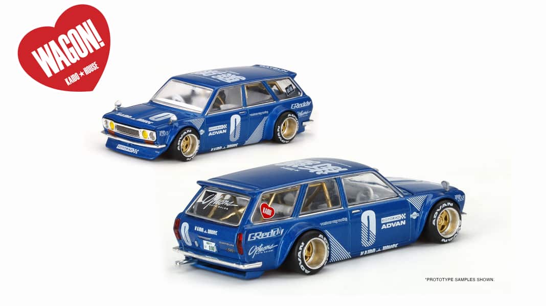 Pamperlaster mal anders: Kaido-House-Datsun 510 kommt von Mini GT in 1:64 auch als heißer Kombi