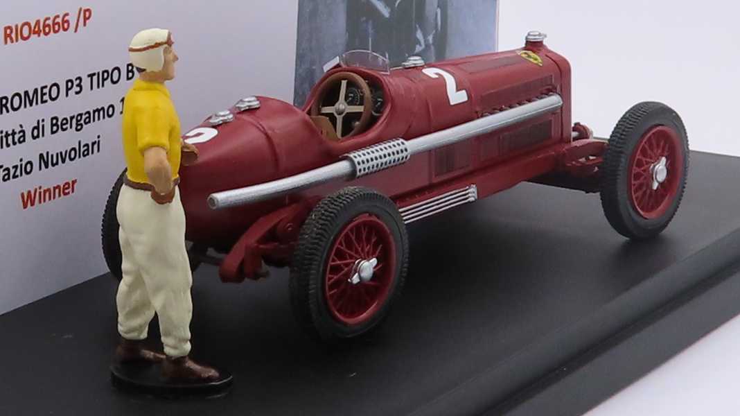Rio bringt Tazio Nuvolaris Siegerwagen von 1935 aus Bergamo mit Figur in 1:43