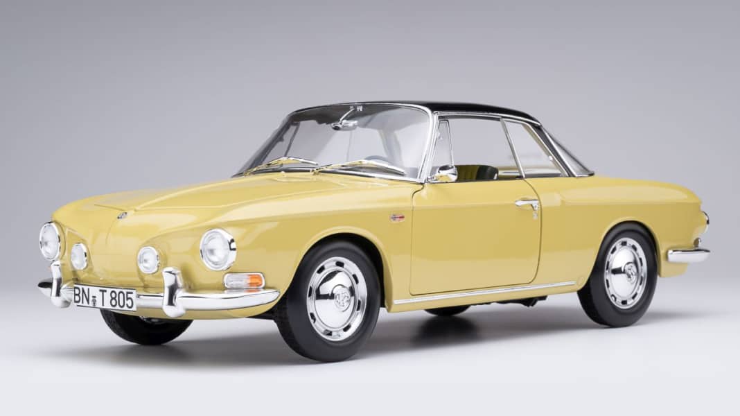 Der große Karmann von Norev in 1:18 startet in Manilagelb
