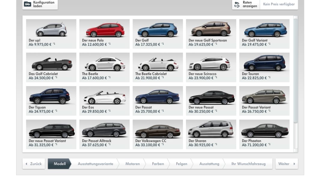 Neuer Konfigurator von Volkswagen - Mein Auto