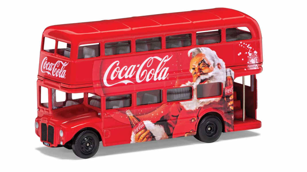 Corgis London Bus fährt den Weihnachtsmann spazieren