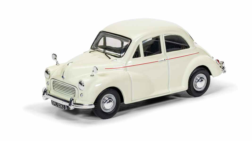 Corgi feiert 75 Jahre Morris Minor in 1:43 in Snowberry White