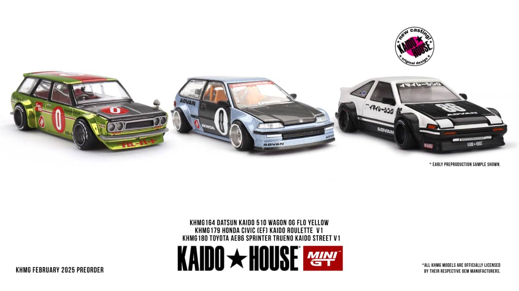 Mini GT kündigt krasses Kaido-House-Trio in 1:64 für August an