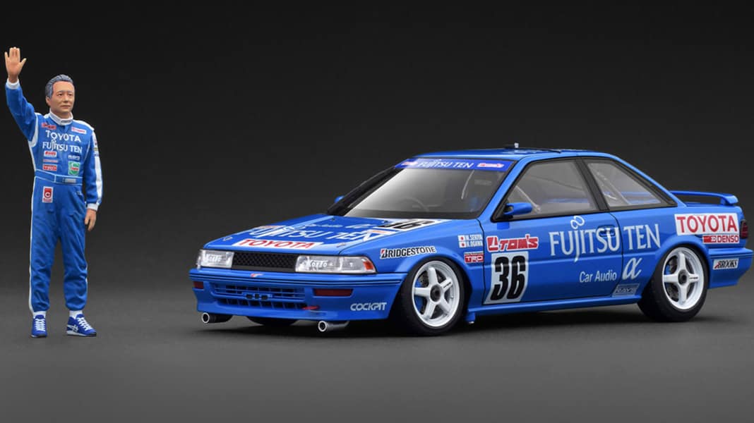 Ignition Model enthüllt Tom's Corolla mit Figur von Racer Masanori Sekiya in 1:18