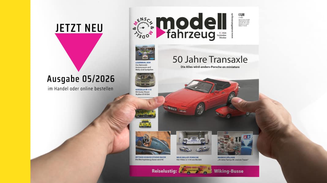 Heft 5/2026 von MODELL FAHRZEUG feiert 50 Jahre Transaxle bei Porsche