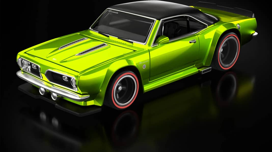 Der giftgrüne Plymouth Barracuda von Hot Wheels blendet jeden 1:64-Fan!