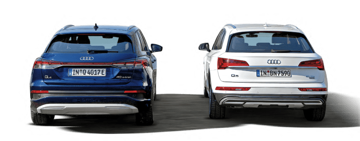 Audi
 Q4
 40 
E-Tron
 Advanced vs. Audi
 Q5
 40 TDI
 Quattro
 Advanced