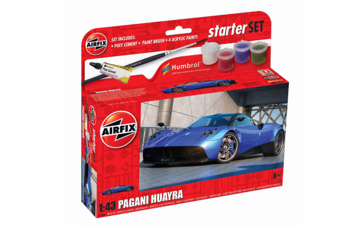 Mit seinen Startersets spendiert Airfix seinen Käufern nicht nur einen Plastikbausatz, sondern legt auch noch vier kleine Farbtöpfe, einen Pinsel und den passenden Klebstoff bei. ]