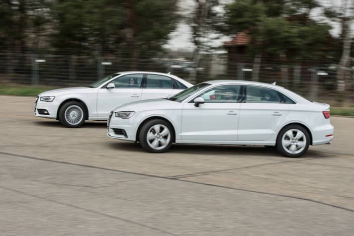   Fahrdynamisch ist der 225 Kilo leichtere A3 natürlich das spürbar dynami­schere Auto, beide Ambition-Audi kommen ab Werk mit einem straffen Sportfahrwerk