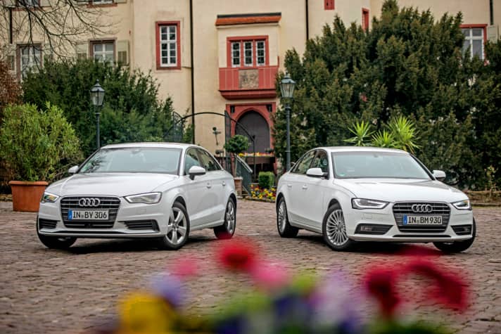   Rein optisch gleichen sich die beiden Limousinen fast wie ein Ei dem anderen. Die schärferen Konturen trägt allerdings der jüngere A3