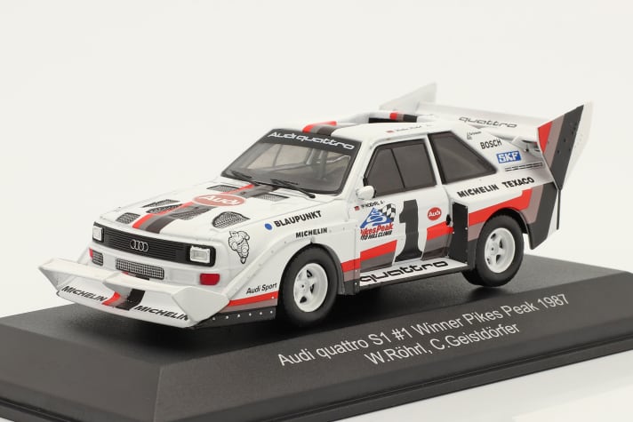 Erfolgreich in der Kategorie D, 1:43  Pkw Klassik war jener Audi quattro S1, mit dem Walter Röhrl 1987 den “Pikes Peak” in Rekordzeit erklommen hat und den CMR aus Die Cast baut ]Foto: Werk