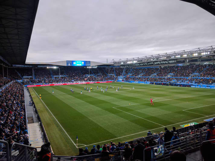 Das gut besuchte Estadio de Mendizorroza während der Saison 2017/18 bei einer Partie
zwischen Alavés und Leganés