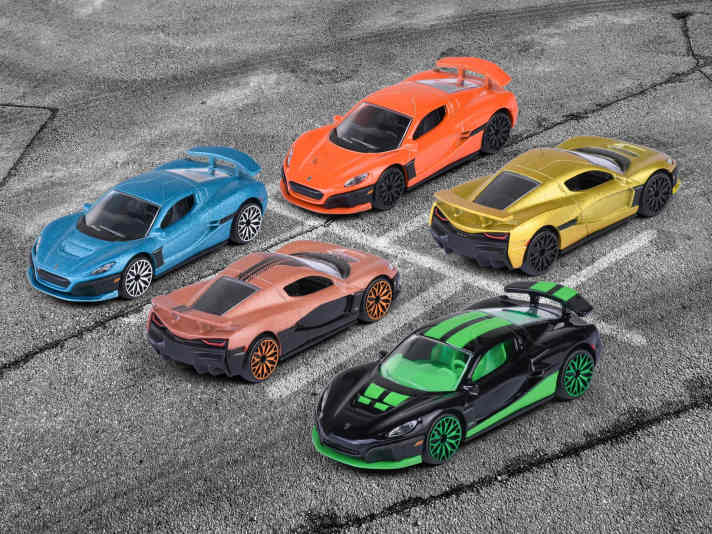 Kennen Sie Rimac? Egal: Der vollelektrische Hypersportler aus dem kroatischen Sveta Nedelja bricht als 1:64-Modell von Majorette jedenfalls alle Beschleunigungsrekorde in Sachen Verkauf ] Foto: Werk