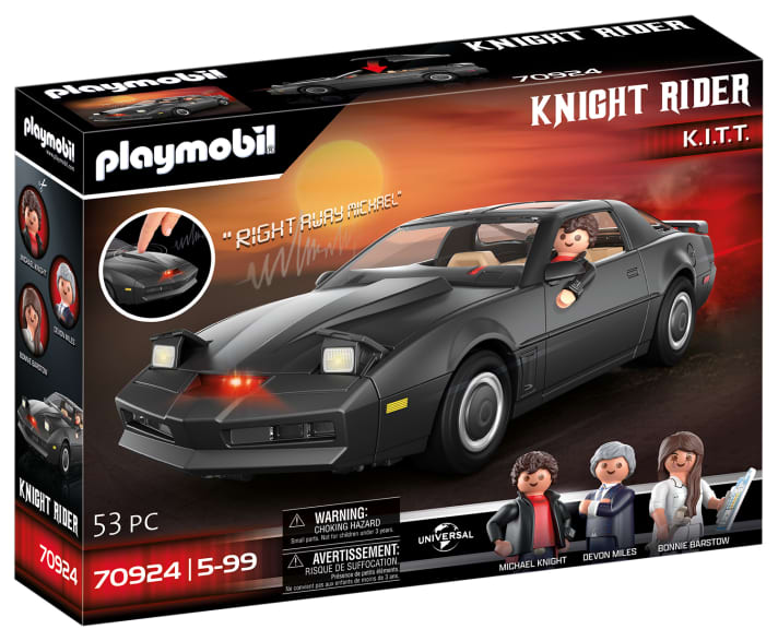 Auch bei den Spezialeffekten hat sich Playmobil nicht lumpen lassen: K.I.T.T. hat einen Drucker unter der Armaturentafel , Sound und Licht sind selbstverständlich mit an Bord ]