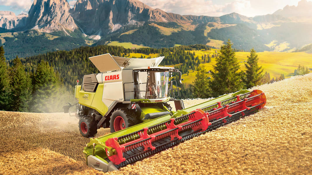 Echt schräg: Claas Trion 750 Montana/Convio Flex von Wiking in 1:32