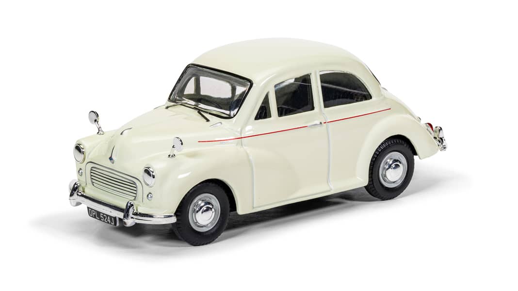Corgi feiert 75 Jahre Morris Minor in 1:43 in Snowberry White