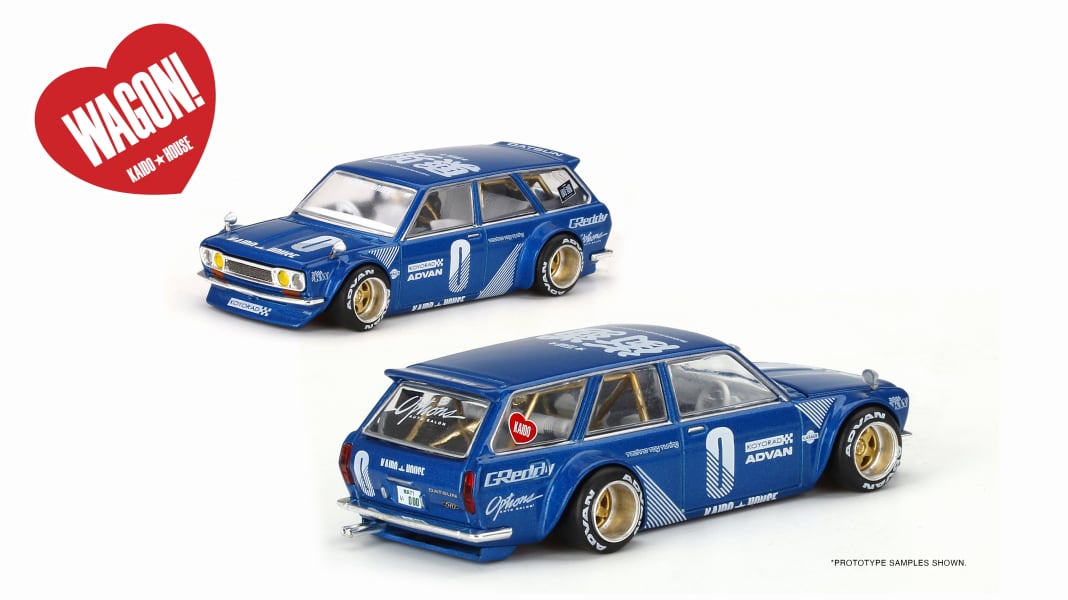 Pamperlaster mal anders: Kaido-House-Datsun 510 kommt von Mini GT in 1:64 auch als heißer Kombi