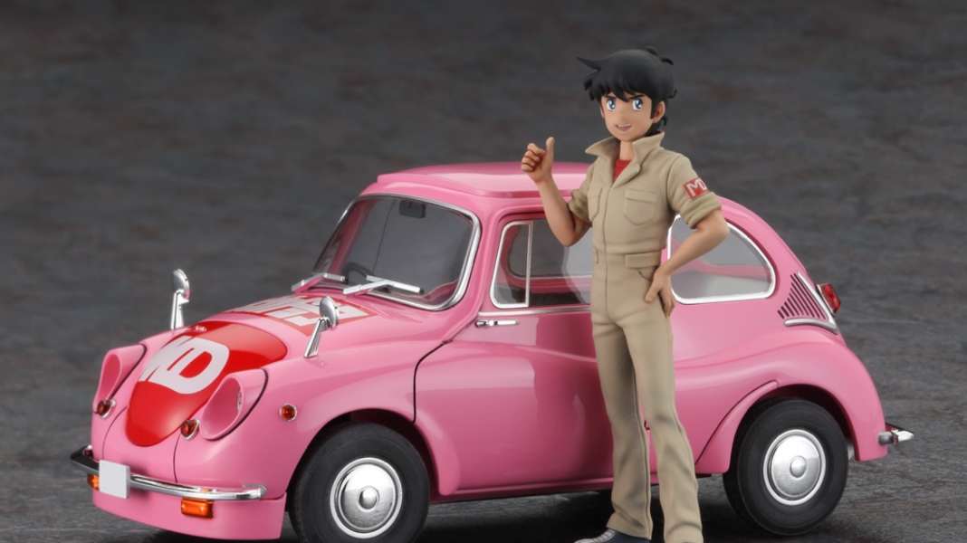 Subaru 360 mit Jun Kazami rollt bei Hasewaga als 1:24-Kit vor