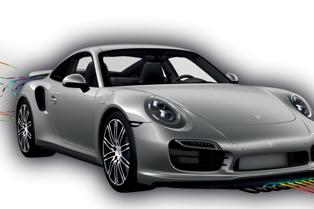 PAA – Porsche Active Aerodynamics – nennen sie in Zuffenhausen das zuerst für den 911 Turbo (Generation 991) eingesetzte Spoilersystem. Es besteht aus dem aktiven Heckflügel und dem in drei Stufen pneumatisch ausfahrenden Frontspoiler. Durch das Plus an Anpressdruck verbessert sich dank PAA die Rundenzeit auf der Nürburgring-Nordschleife um bis zu zwei Sekunden.