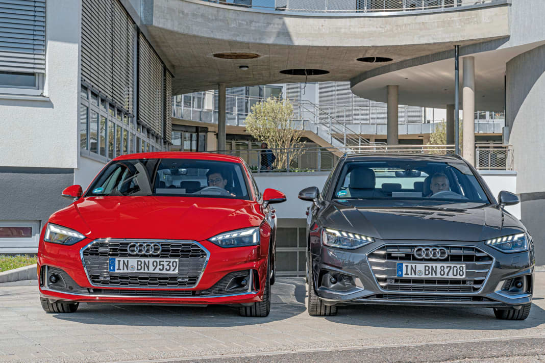 Von vorn sehen sie nur auf den ersten Blick gleich aus: Der A5 Sportback baut sechs Zentimeter flacher und auch die Front unterscheidet sich deutlich