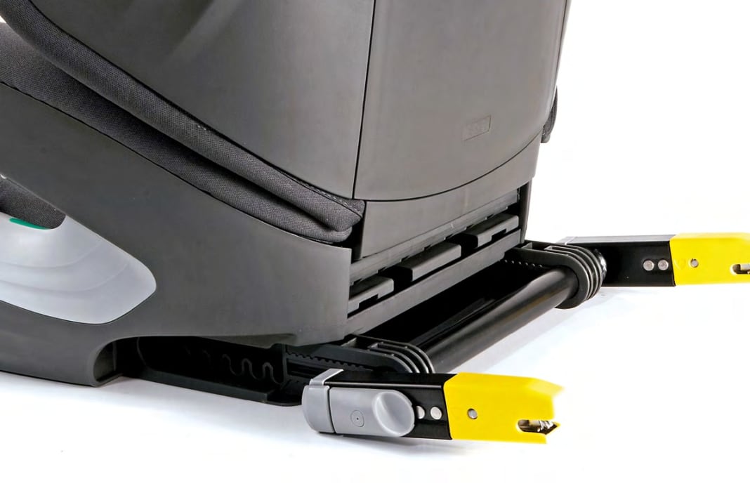 Stand der Technik: gekoppelte, schwenkbare Rastarme mit den Isofix-Konnektoren