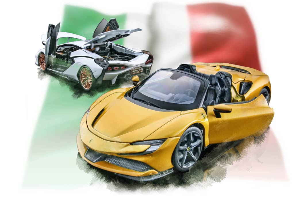 Zwei durchtrainierte Italiener mit klangvollen Namen lassen als formschöne 1:18er von Bburago ihre Muskeln spielen