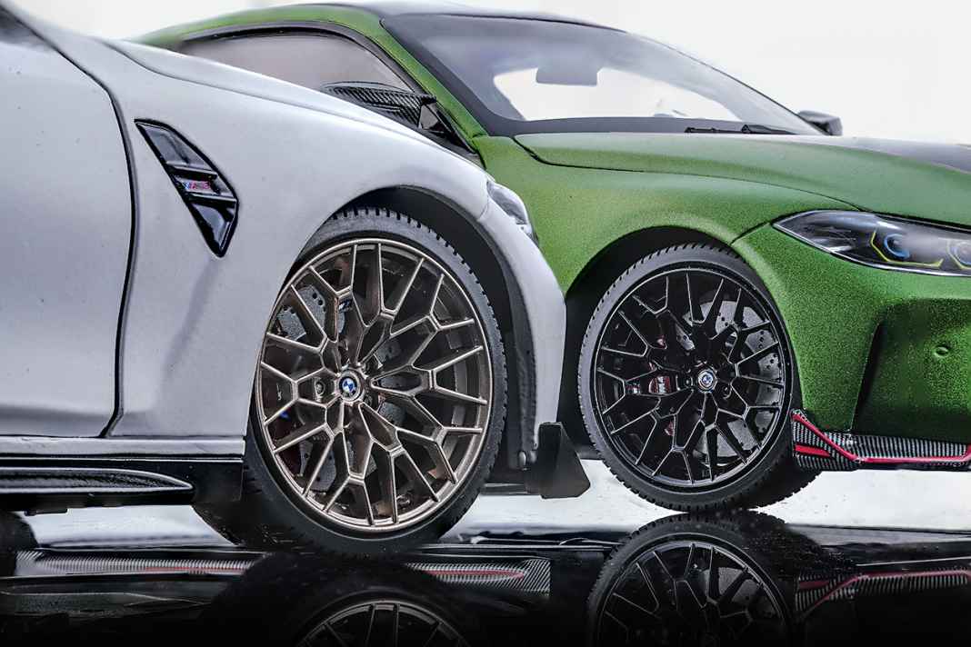 Der furiose 550-PSMotor steckt in beiden 1:18-Modellen, die Minichamps von M3 CSL und M4 CS in 1:18 entwickelt hat – mit brachialer Detailverliebheit