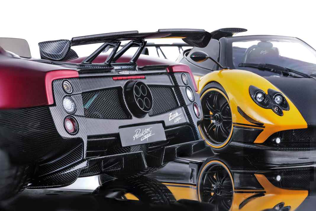Der Pagani Zonda Cinque Roadster von Almost Real in 1:18 ist genauso extrem geschärft wie das auf fünf Stück limitierte Original