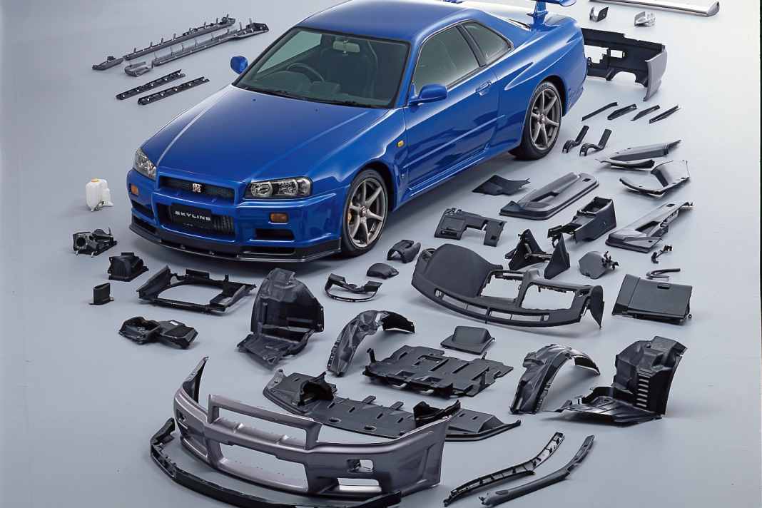 Die Original-GT-R zeigen einen  innovativen Materialmix, die 1:12er von KKScale viele gelungene Details der Ikone R34