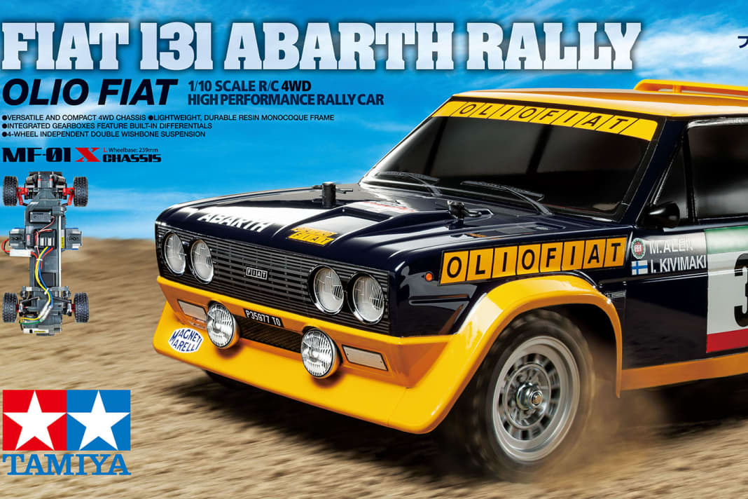 Tamiya liefert den Fiat 131 Abarth in 1:10 auf der technischen Basis des Allrad-Chassis MF-01X Foto: Werk