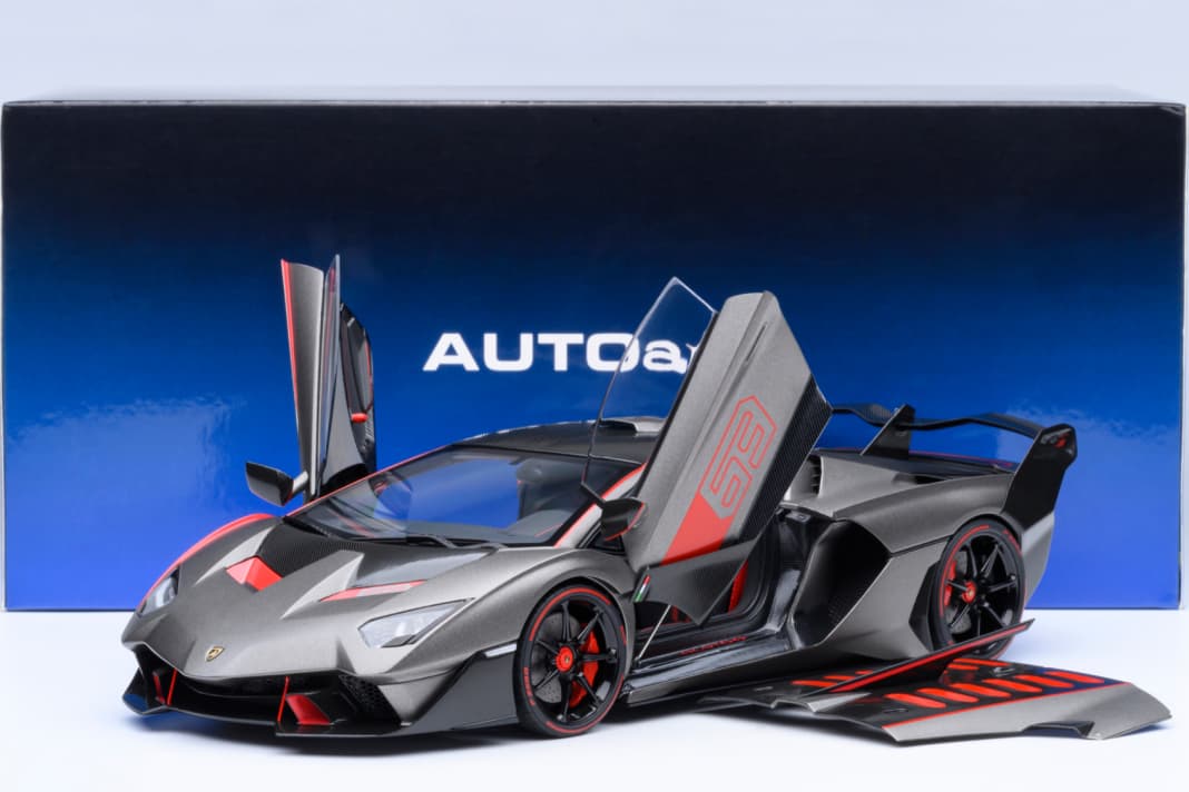 Das Composite-Modell des Lamborghini SC18 Alston hat eine Kunststoff-Karosserie in originalgetreuer Dekoration. Foto: Autoart