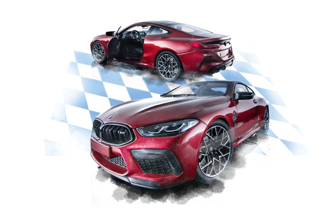 Der eindrucksvolle BMW M8 aus Aachen in 1:18 besitzt eine Premium-Außendekoration und zeigt ein zweifarbig gestaltetes Luxus-Interieur