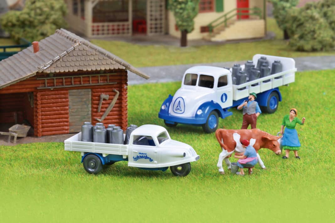 Die Milch ist bei Wiking ein Thema mit unterschiedlichen Fahrzeugkonzepten und kultigen Lebensmittelmarken