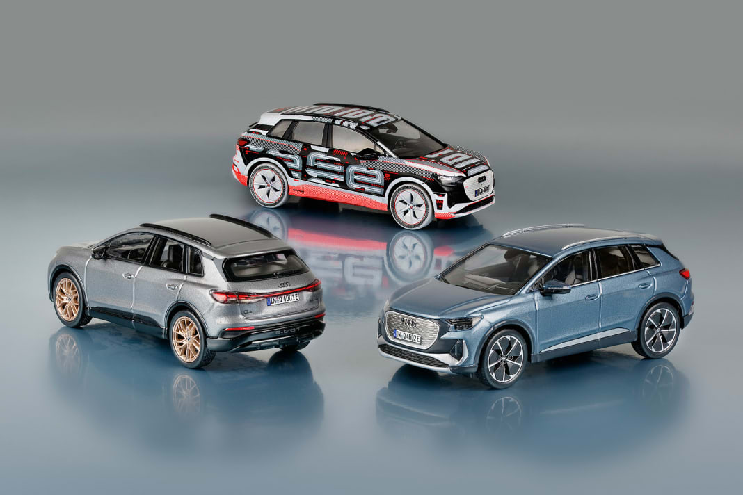 Und dann legt Audi noch den Q4 e-tron in 1:43 obendrauf, den Minimax auch im Prototypen-Styling an die Sammler liefert