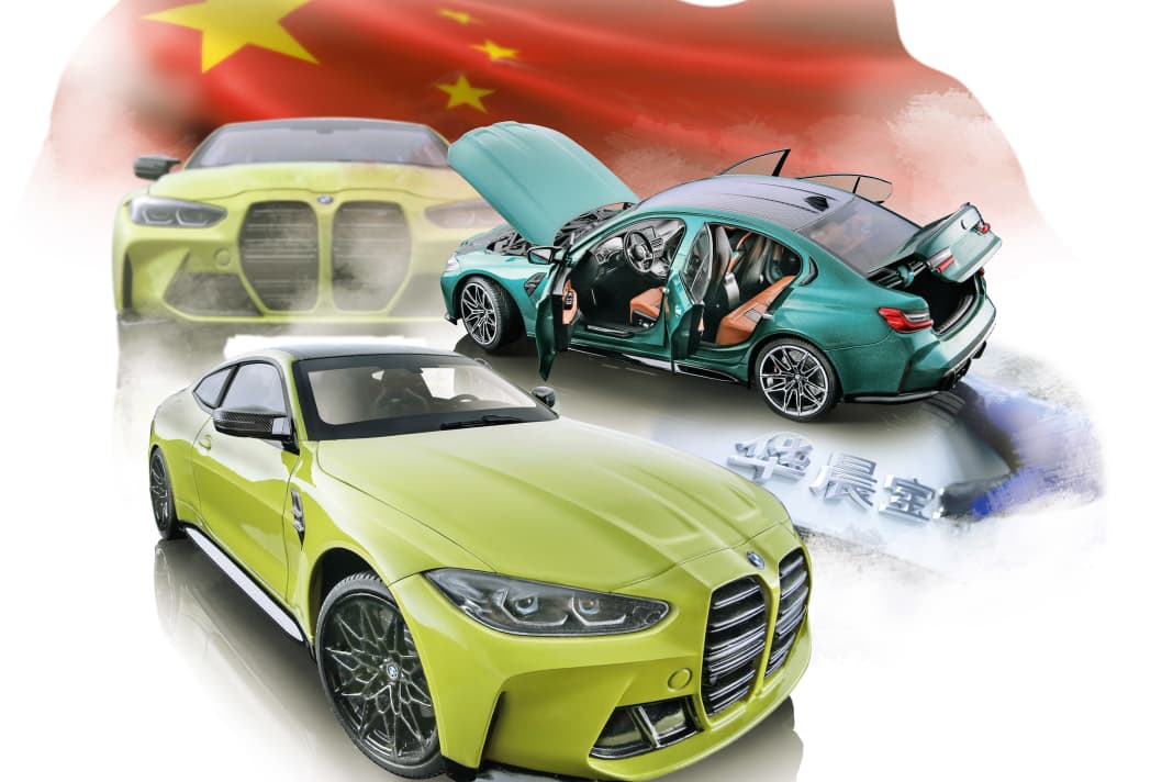 Sowohl der grüne BMW M3 als auch der gelbe M4 von Minichamps für China gehen mit voller Wucht in die Details dieser beiden weißblauen Auto-Ikonen