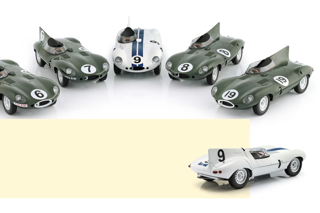 Alle Jaguar D-Type, die CMR in 1:18 mit geschlossener Die- Cast-Karosserie bringt, fuhren im Original 1955 in der Sportwagenweltmeisterschaft