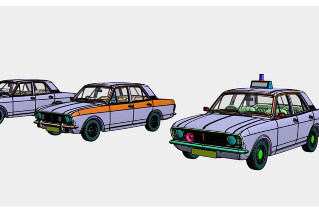 Die ersten CAD-Renderings, die Corgi veröffentlicht hat, geben schon einen Blick frei auf die geplante Varianten-Vielfalt des 1:43-Projekts ] Foto: Corgi