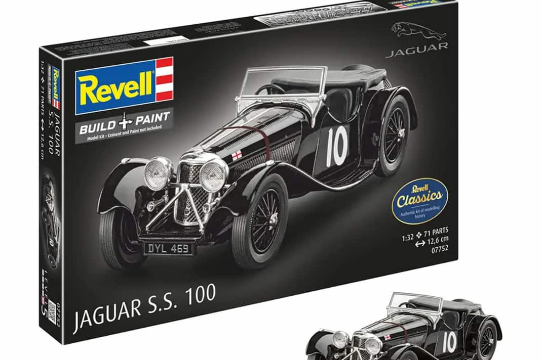 Der Jaguar S.S. 100 war 1935 ein echte Meilenstein für Jaguar und erreichte eine Höchstgeschwindigkeit von 100 Meilen, rund 160 km/h ] Fotos: Revell