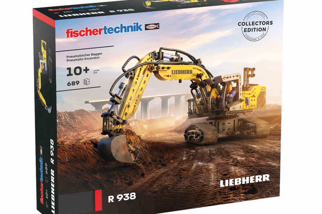 Fischertechnik bleibt sich treu: Die Modelle der Firma zeichnen sich durch ausgetüftelte Finessen aus. So auch der Liebherr-Bagger. ] Foto: Fischertechnik