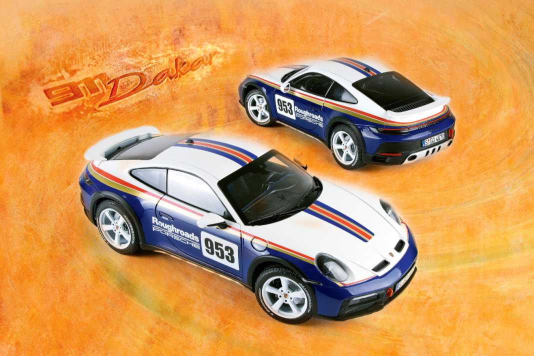 Aus dem Elfer-Baukasten der Serie 992 schufen die Zuffenhausener den Dakar, und Norev versucht sich an einem passenden 1:18-Modell